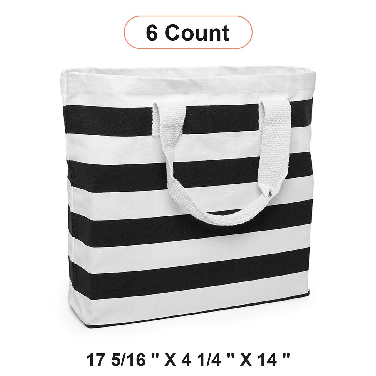 Large Stripe Canvas Tote Bags 17 5/16 '' x 4 1/4 '' x 14 '' for Groceries